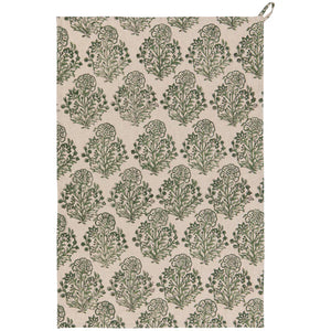 Danica Heirloom Block Print Dishtowel - Viridian