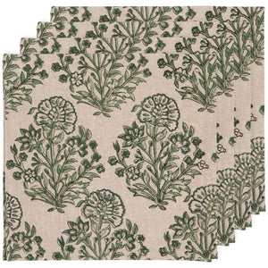 Danica Heirloom Block Print Napkin - Set of 4 / Viridian