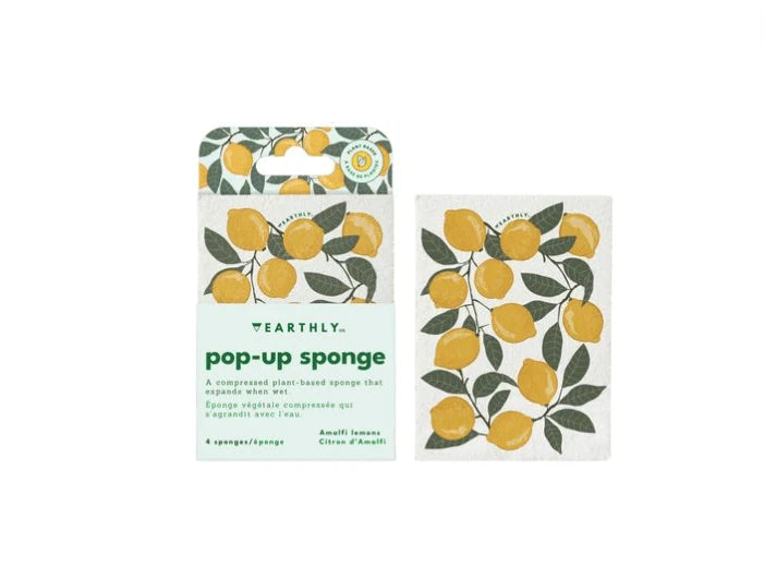 Éponges pop-up EARTHLY CO 4/paquet - Citrons d'Amalfi