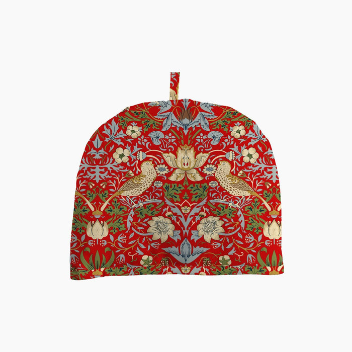 William Morris Cotton Tea Cozy - Strawberry Thief / Red