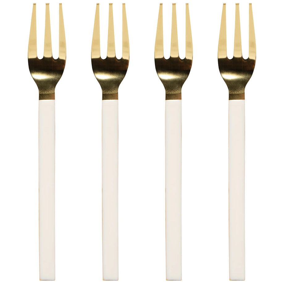 Danica Dessert Forks Set of 4 - Ivory-Gold