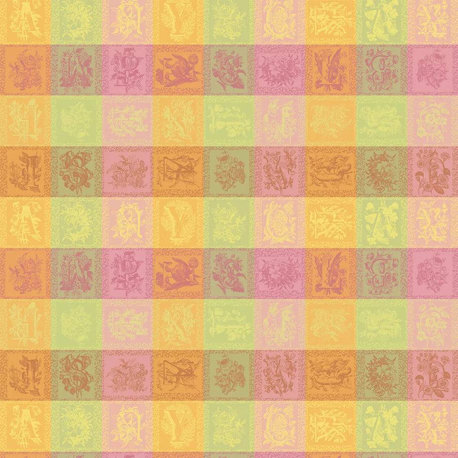 Garnier Thiebaut Tablecloth – Shimmering Alphabet – 71" x 71"