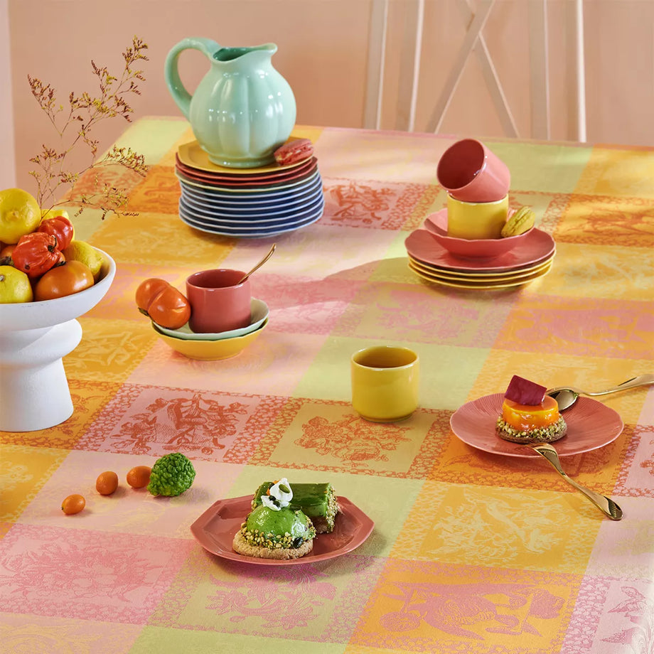 Garnier Thiebaut Tablecloth – Shimmering Alphabet – 71" x 71"