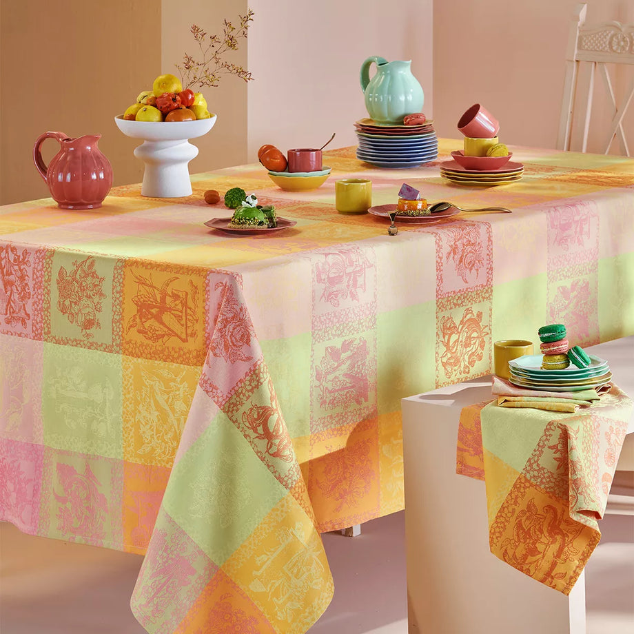 Garnier Thiebaut Tablecloth – Shimmering Alphabet – 71" x 71"