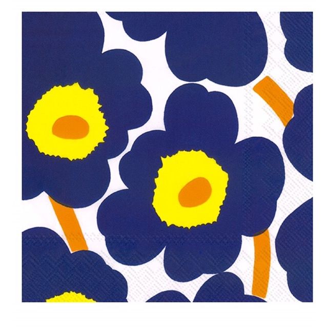 Marimekko Paper Cocktail Napkins - UNIKKO dark blue