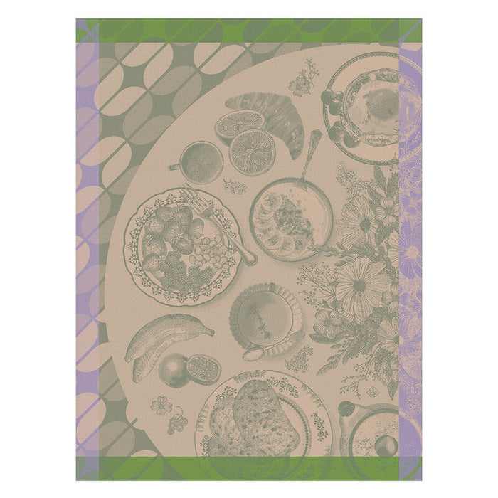 Jacquard Francais Tea Towel Brunch Gourmand 100% Cotton - Green / 24" x 31"