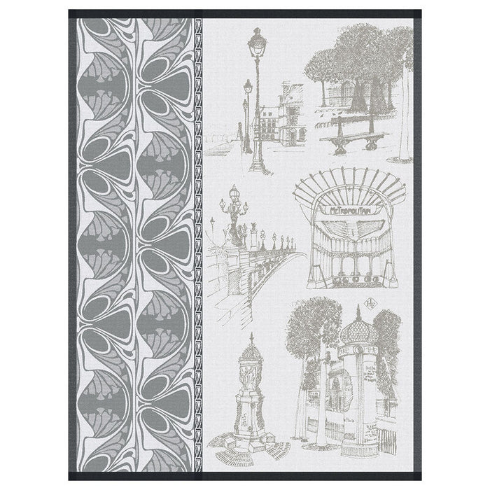 Jacquard Français Cotton Tea Towel - Carnet de Paris Bitume