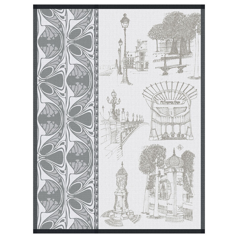 Jacquard Français Cotton Tea Towel - Carnet de Paris Bitume