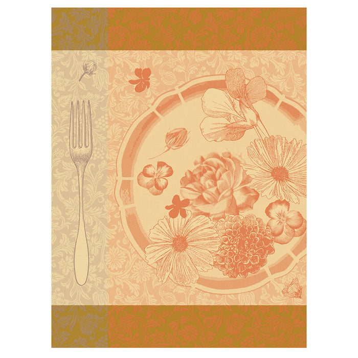 Jacquard Francais Tea Towel Fleurs À Croquer 100% Cotton - Orange / 24" x 31"