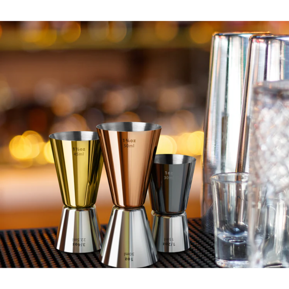 Final Touch Mixed Metal Double Jiggers - Set of 3