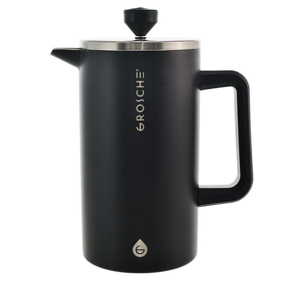 Grosche DUBLIN Stainless Steel Double Walled French Press - 34 fl. oz / 1000mL Capacity - Black