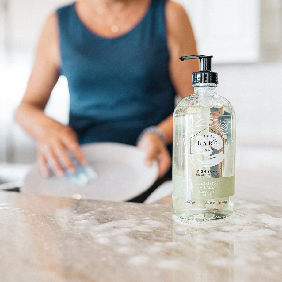 The Bare Home Dish Soap in Glass Bottle - Bergamot + Lime