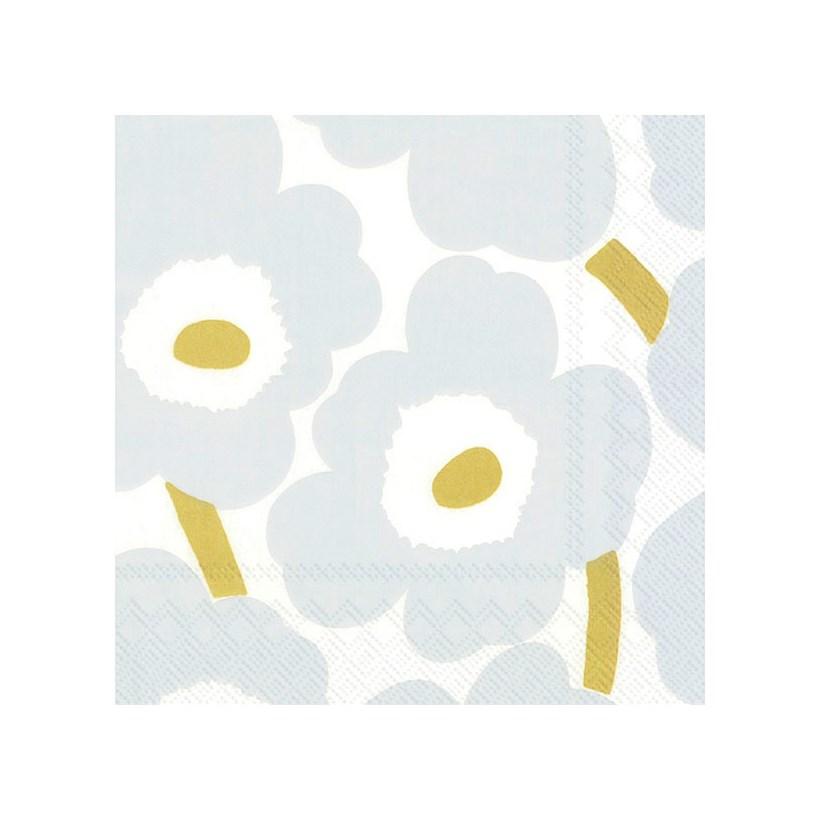 Serviettes de cocktail Marimekko - Argent Blanc UNIKKO