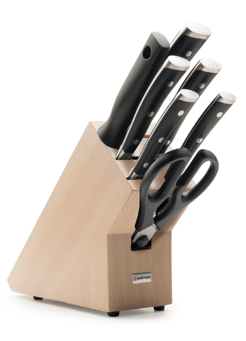 Wusthof Classic Ikon 8 Piece Knife Set with Natural Beech Knife Block