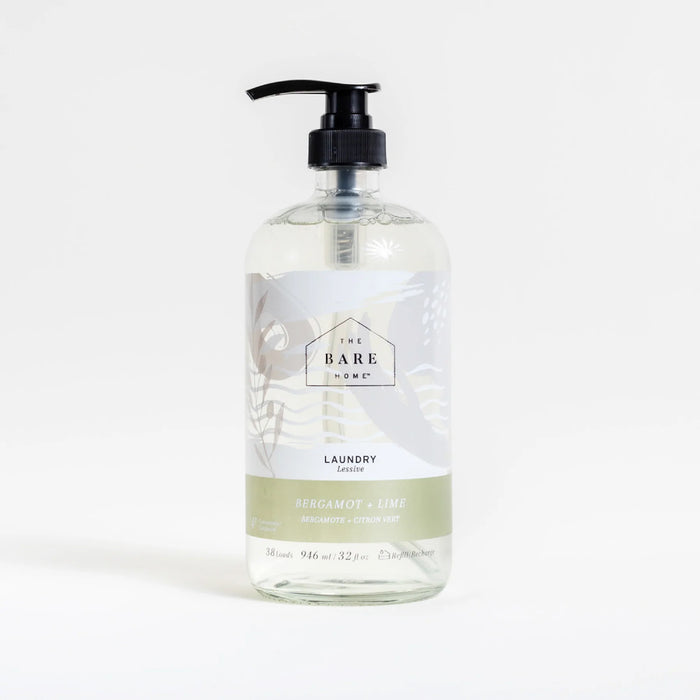 The Bare Home Laundry Detergent in Glass Bottle - Bergamot + Lime