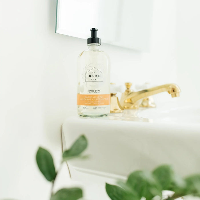 The Bare Home Hand Soap in Glass Bottle - Blood Orange, Bergamot + Sandalwood