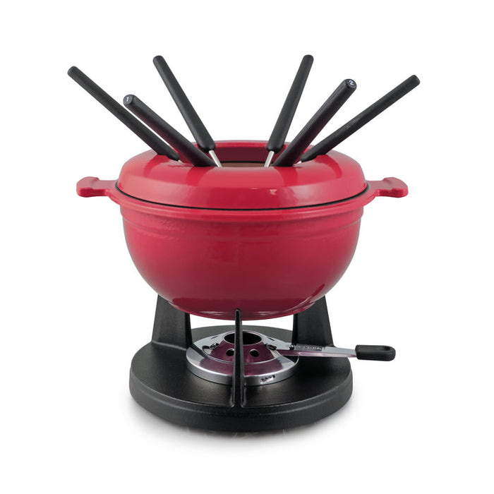 Swissmar Lucerne Cast Iron Fondue Set - Cherry Red