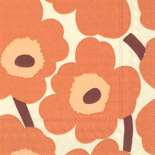 Marimekko Paper Cocktail Napkins - UNIKKO cream teracotta