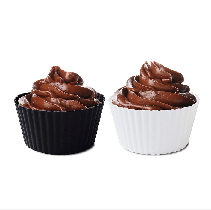 Fox Run Silicone Bake Cups, Black & White - Set of 12