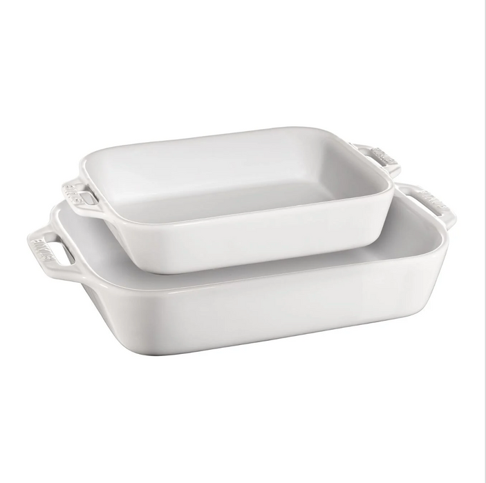 STAUB Ceramic Ovenware set, 2 Piece | rectangular | white