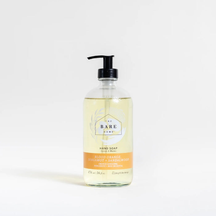 The Bare Home Hand Soap in Glass Bottle - Blood Orange, Bergamot + Sandalwood