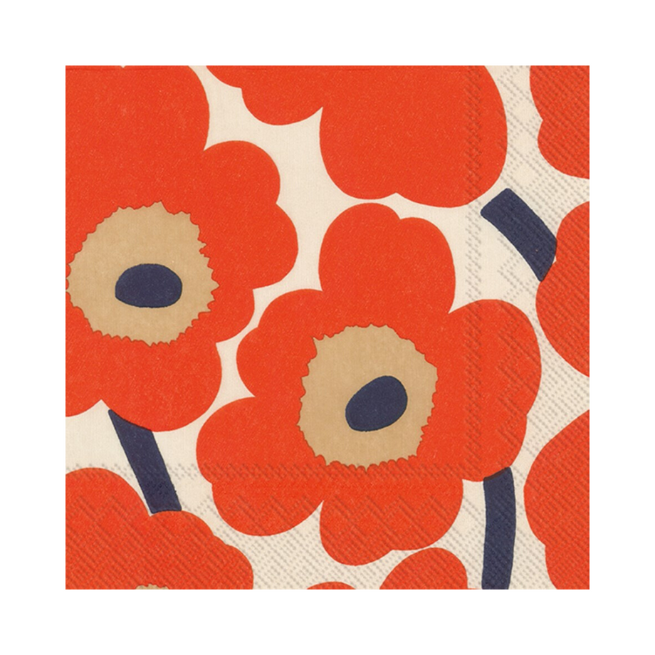 Marimekko Paper Lunch Napkins - UNIKKO Cream Red