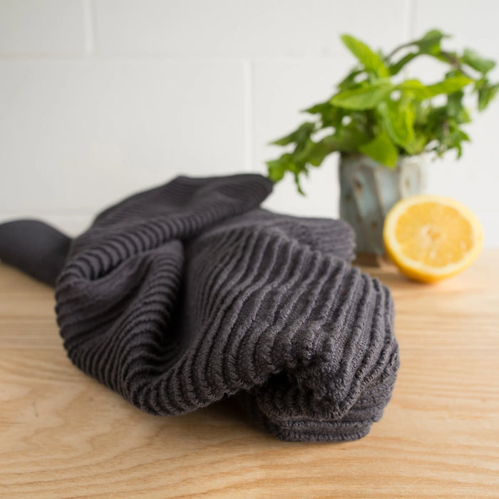 Danica Ripple Terry Cotton Dishtowel - Black