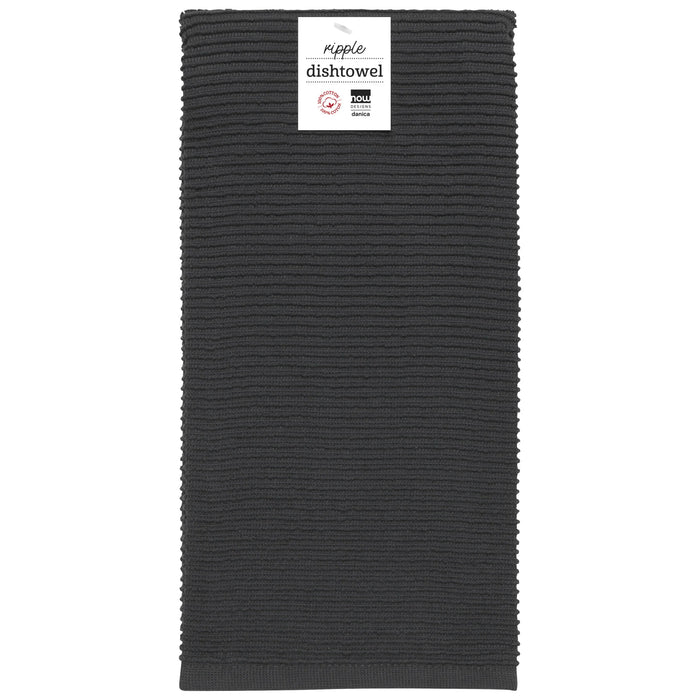 Danica Ripple Terry Cotton Dishtowel - Black