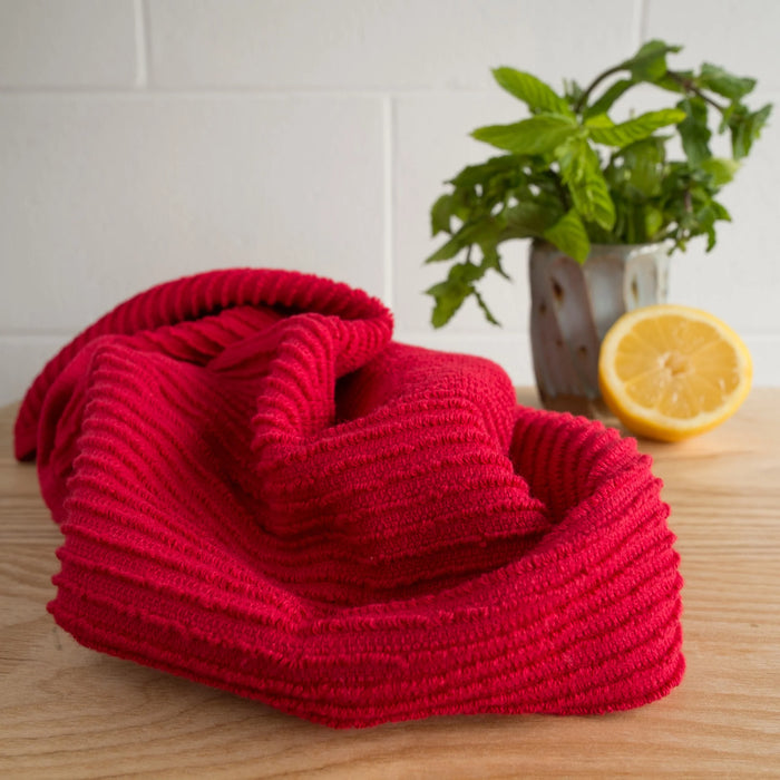 Danica Ripple Terry Cotton Dishtowel - Red